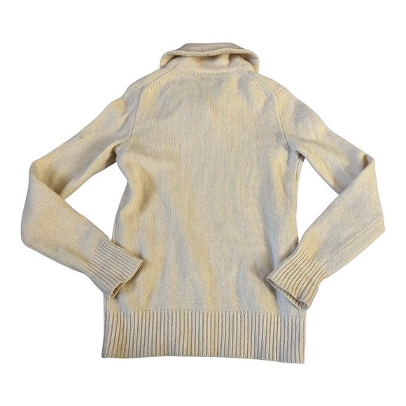Ralph Lauren Rugby Women Shawl Collar 100% Wool Sweater CREAM Sz Medium Slim - Picture 2 of 5